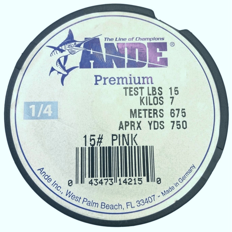 Ande Premium Monofilament Line – 1/4lb Spool Pink