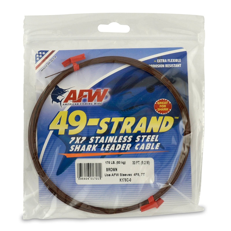 AFW 49-Strand Stainless Steel Shark Leader Wire Cable 30′