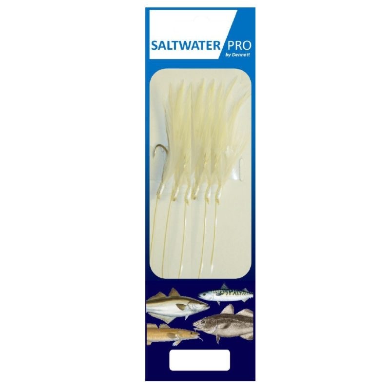 DENNETT SALTWATER PRO 6 HOOK WHITE FEATHER RIGS
