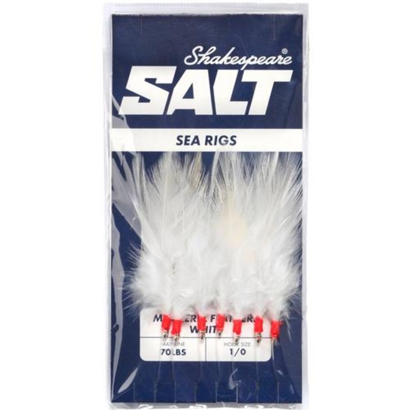 SHAKESPEARE SALT RIG MACKEREL FEATHERS WHITE