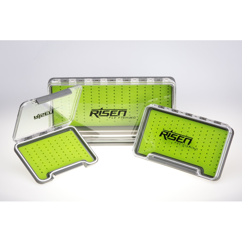 Waterproof fly boxes with green silicone insert