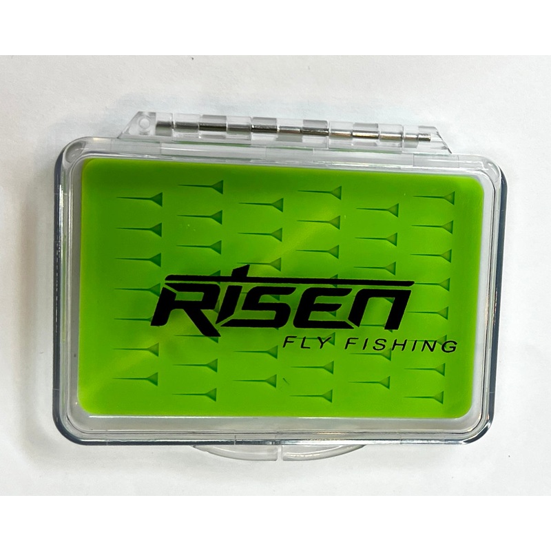Mini fly box with green silicone insert