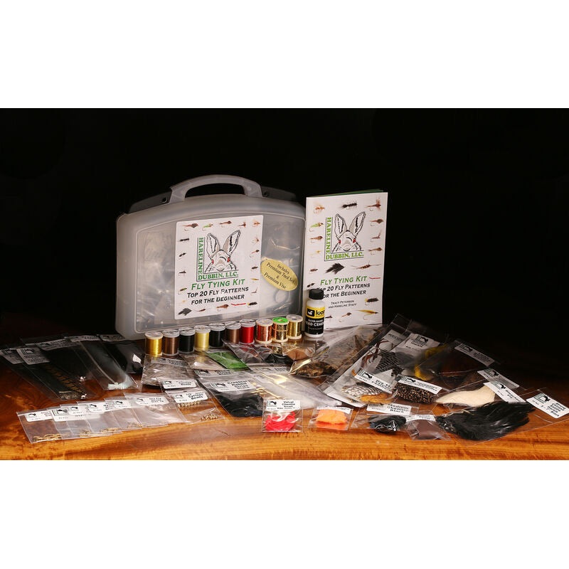 Hareline Fly Tying Material Kit w/ Premium Tools and Vise