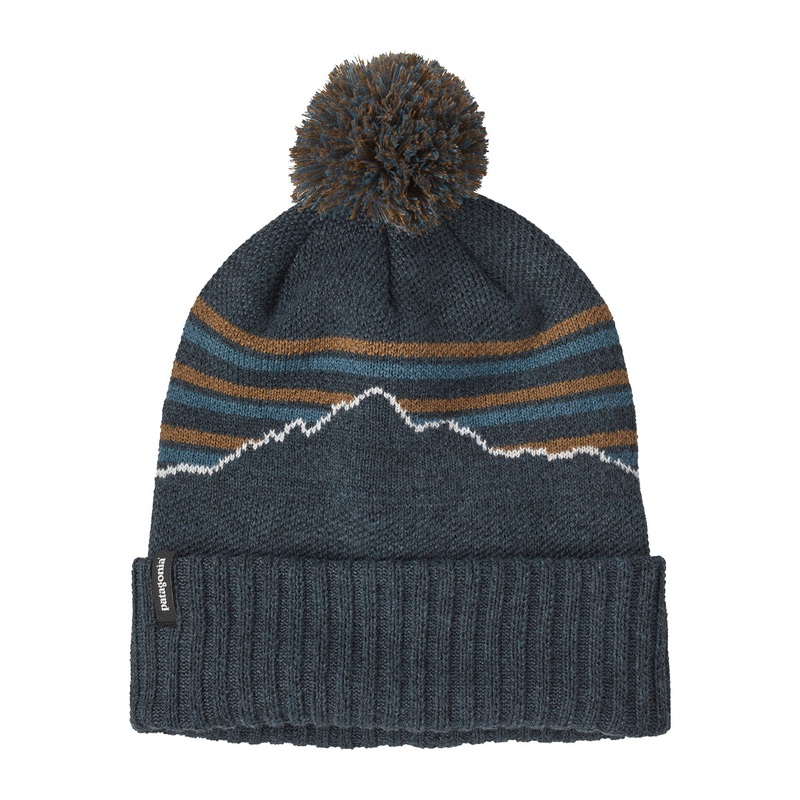 Patagonia Powder Town Beanie Fitz Roy Stripe Knit: Smolder Blue