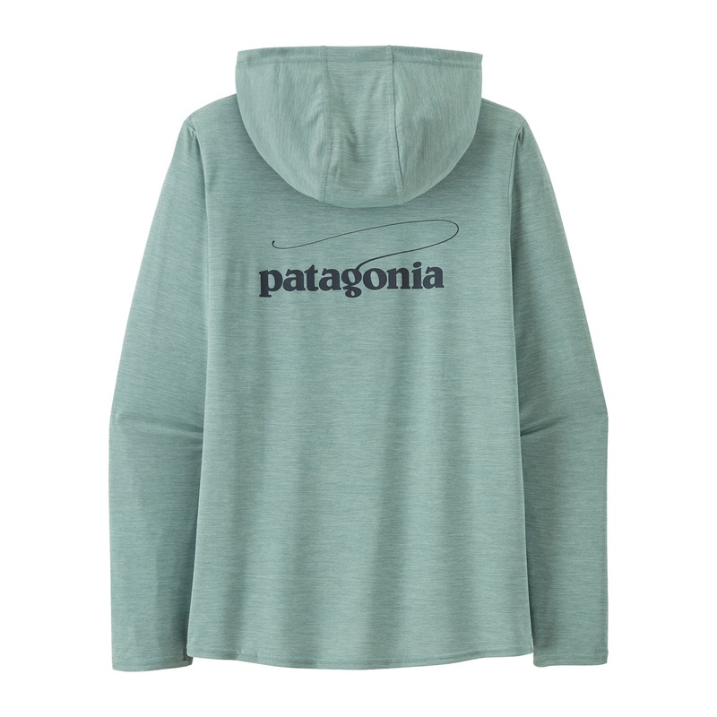 Patagonia Womens Cap Cool Daily Graphic Hoody Casting Logo: Thermal Blue X-Dye