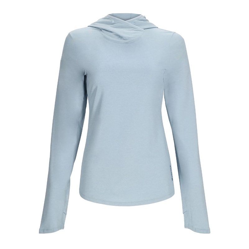 Simms MRFC Logo Womens SolarFlex Hoody Steel Blue Heather