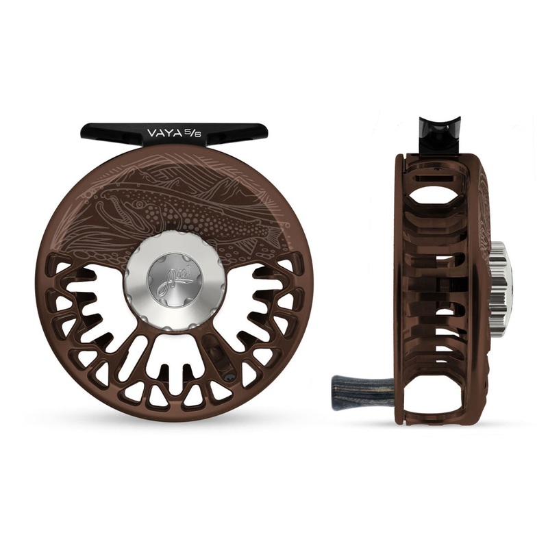 Abel Vaya Reel 5/6 Underwood On the Hunt Dark Brown, Platinum Drag Knob with Ebony Handle