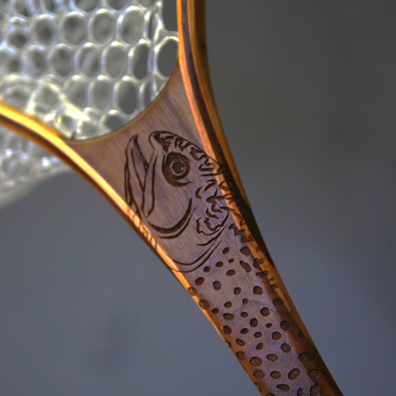 XL 18″x14″ – Brook Trout Engraved – Natural Fly Fishing Traditional Landing Net