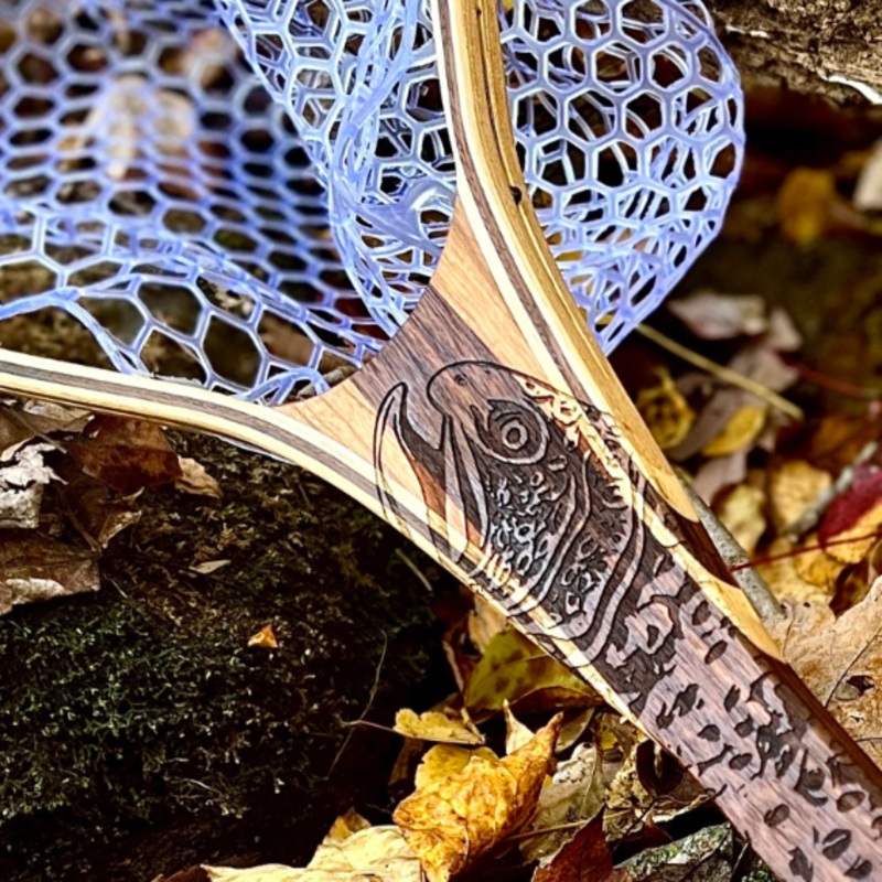 XL 18″x14″ – Brown Trout Engraved – Classic Fly Fishing Traditional Landing Net