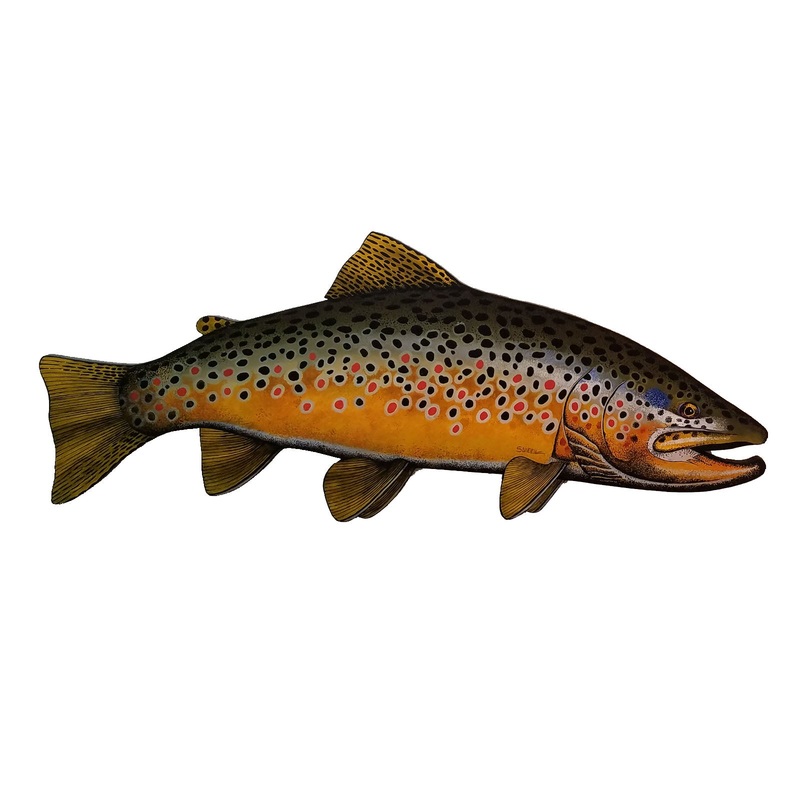 Bern Sundell Original Hand Painted 4′ Wooden Trout  Madison River Brown Trout