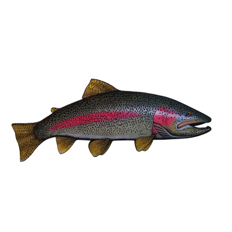 Bern Sundell Original Hand Painted 4′ Wooden Trout  Madison River Rainbow Trout