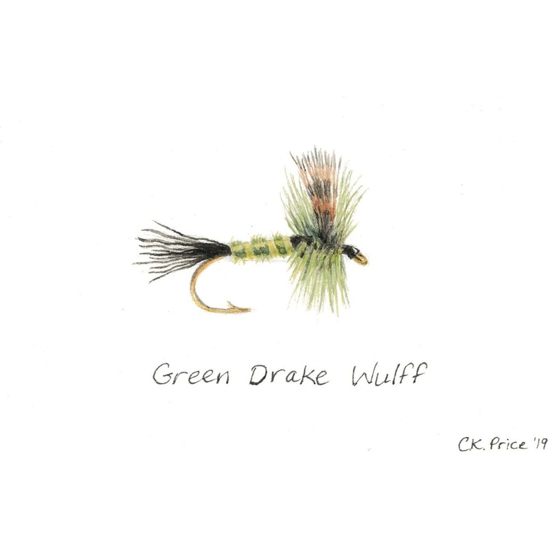 Caroline Price Art Green Drake Wulff Framed
