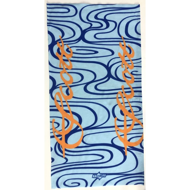 Scott Fly Rods Blue Face Mask Orange Script