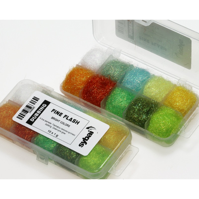 Sybai Fine Flash Nymph Dubbing Box- Bright