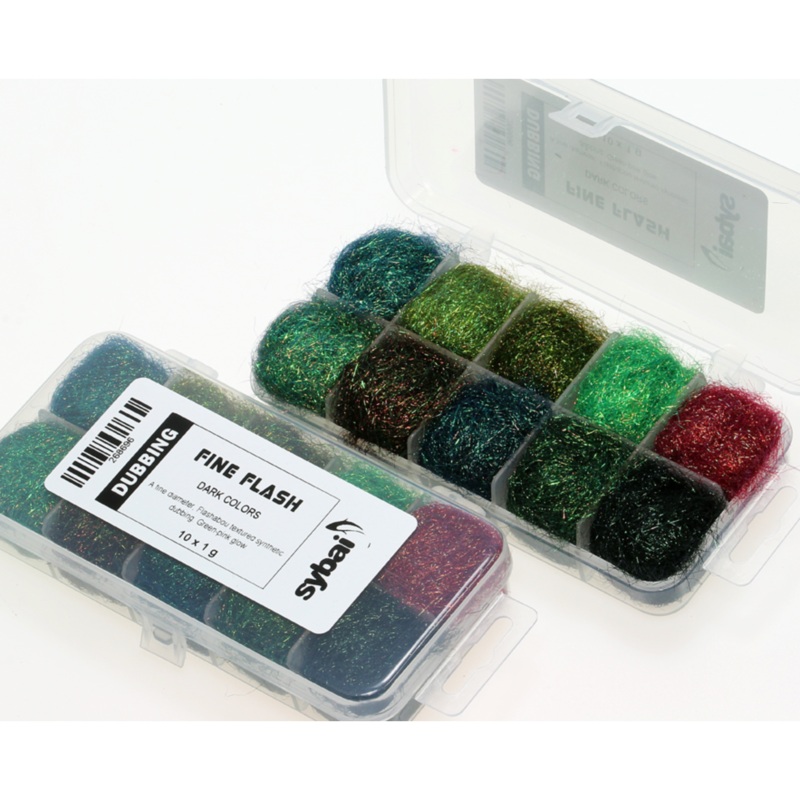 Sybai Fine Flash Nymph Dubbing Box- Dark