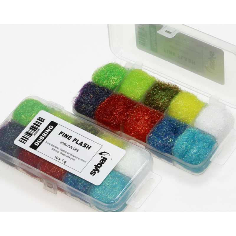 Sybai Fine Flash Nymph Dubbing Box- Vivid