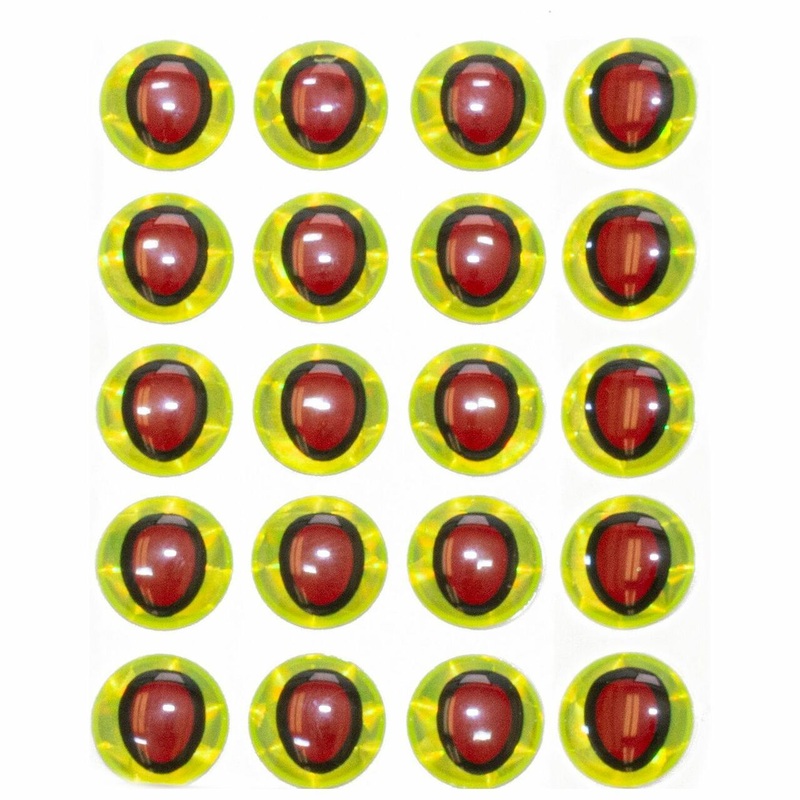 Oval Pupil 3D Eyes – Chartreuse/Red