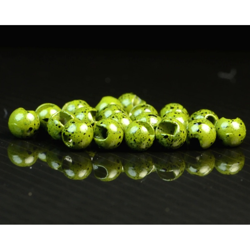 Slotted Tungsten Beads – Mottled Olive