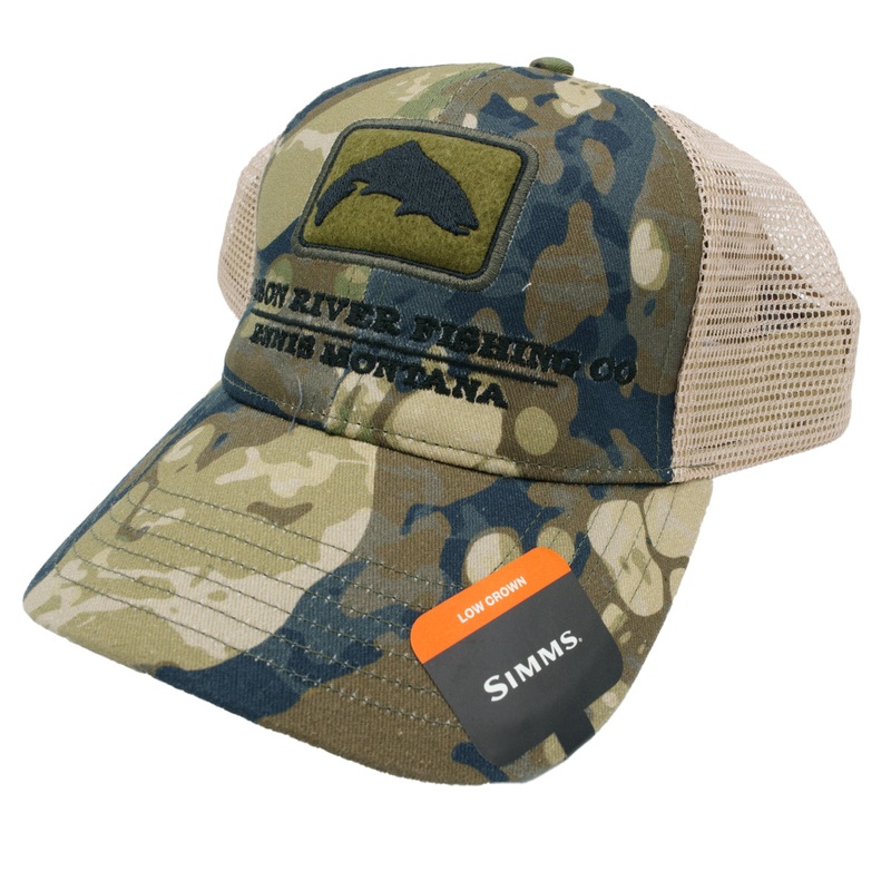 Simms MRFC Logo Trout Icon Trucker Riparian Camo