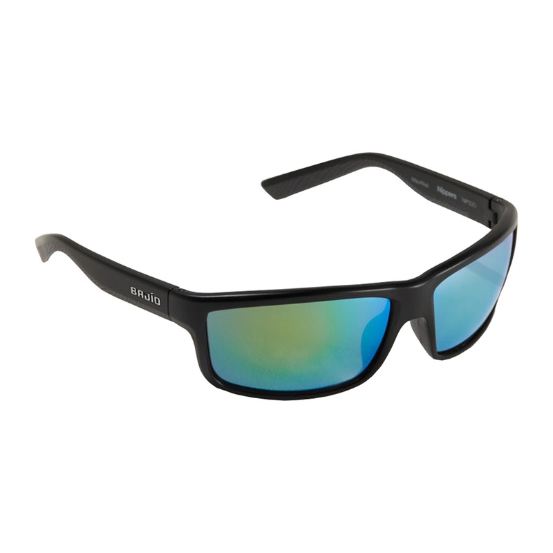 Bajio Sunglasses Nippers Black Matte Permit Green Mirror