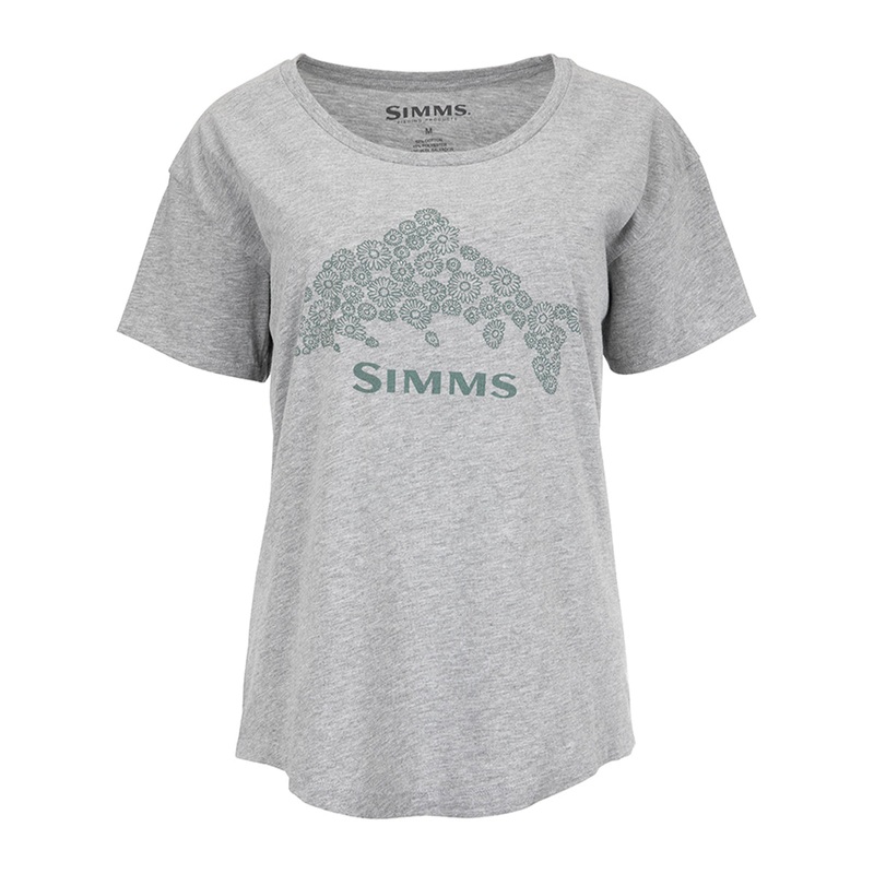 Simms Womens Floral Trout T-Shirt – Grey Heather