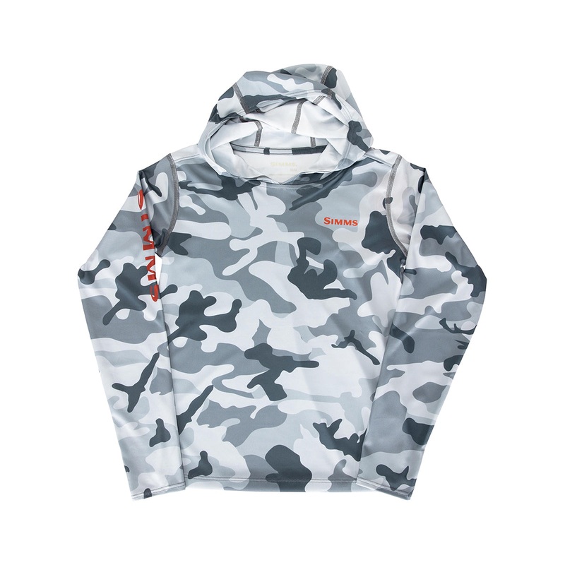 Simms Youth Solar Tech Hoody – Woodland Camo Steel