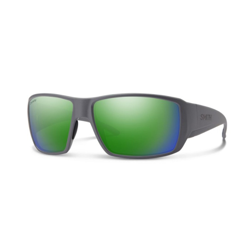 Smith Guide’s Choice Sunglasses Matte Cement ChromaPop Glass Polarized Green Mirror