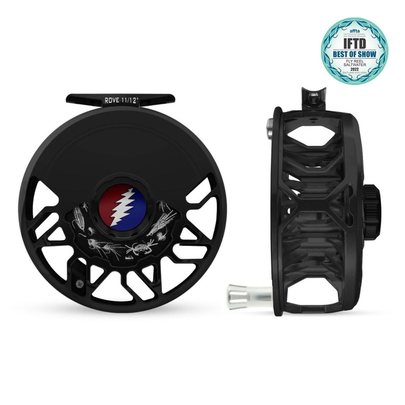 Abel ROVE Reel 11/12+ Black, Grateful Dead Lightning Bolt Drag Knob with Platinum Handle