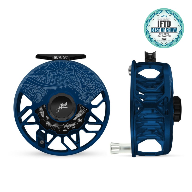 Abel ROVE Reel 5/7 Deep Blue Underwood Drift, Black Drag Knob with Platinum Handle