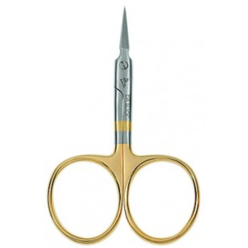 Dr. Slick Arrow Scissor, 3-1/2″,  Gold Loops, Curved
