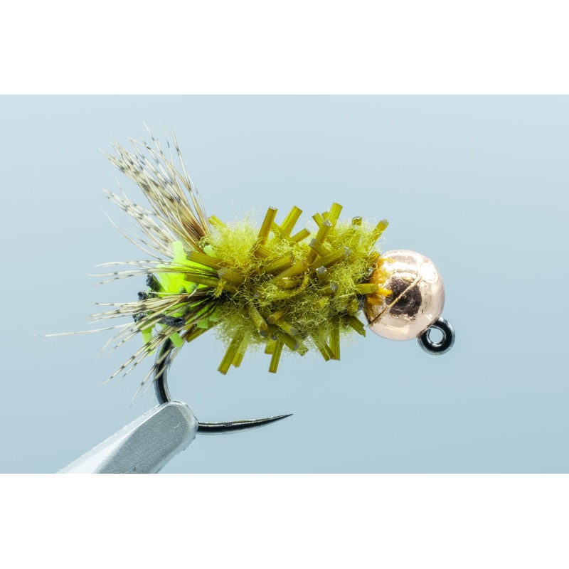 Chewing Gum Cased Caddis Chartreuse Barbless #12