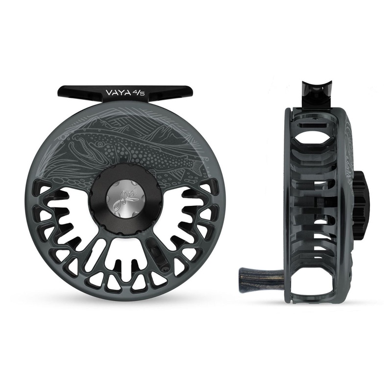Abel Vaya Reel 4/5 Slate Gray, Gloss Black Drag Knob, Underwood On the Hunt Engraving with Ebony Handle