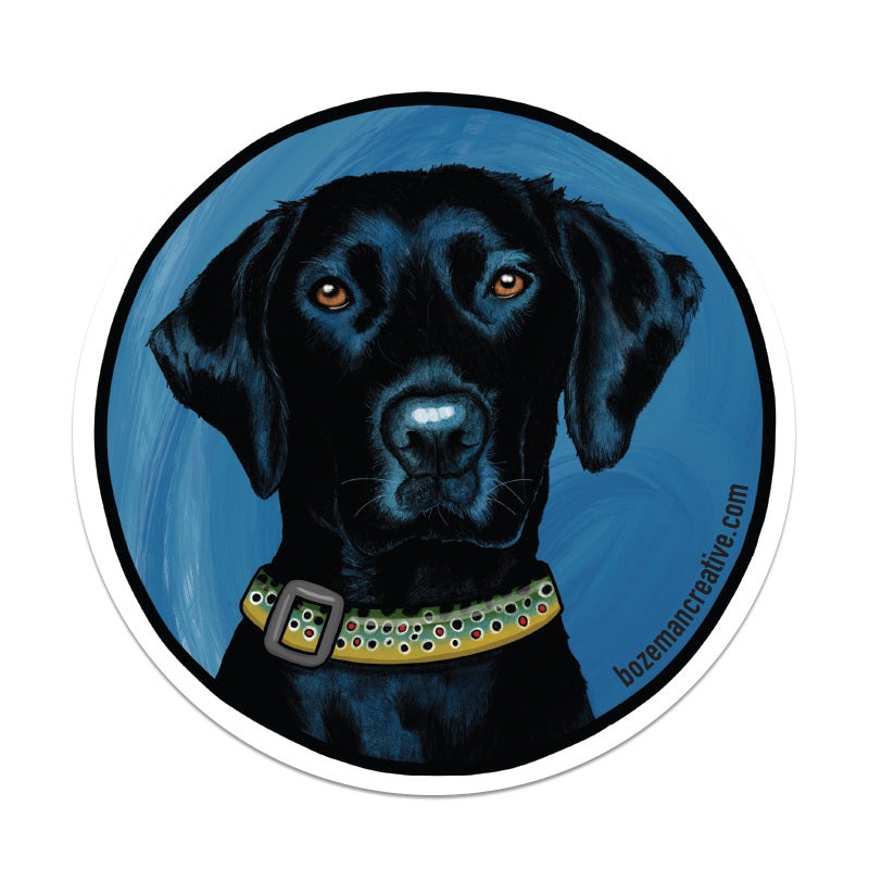 Black Lab Brown Trout Collar Sticker