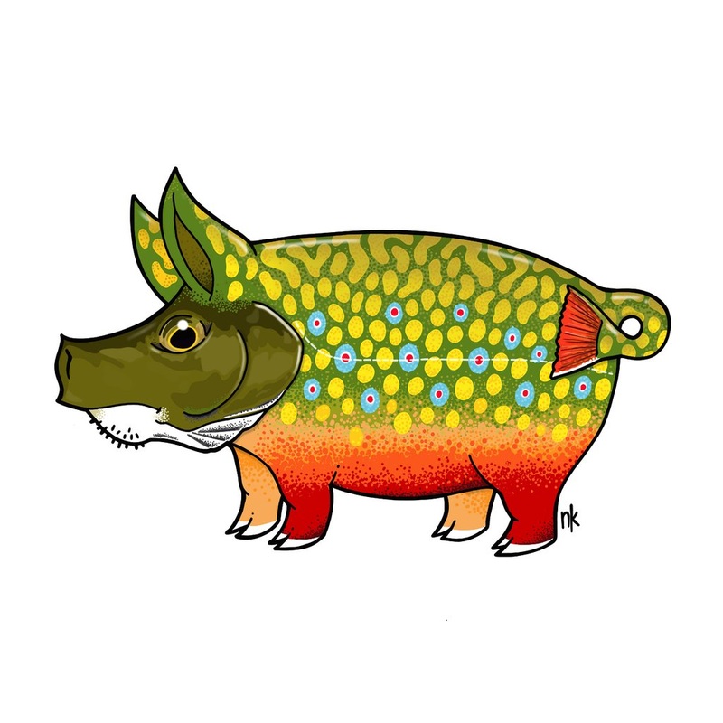Brook Trout Pig Sticker