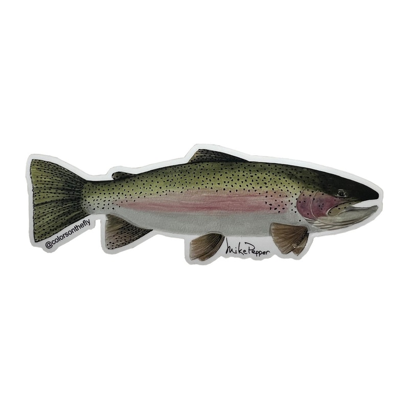 Mike Pepper “Colors on the Fly” 6″ Rainbow Trout Sticker