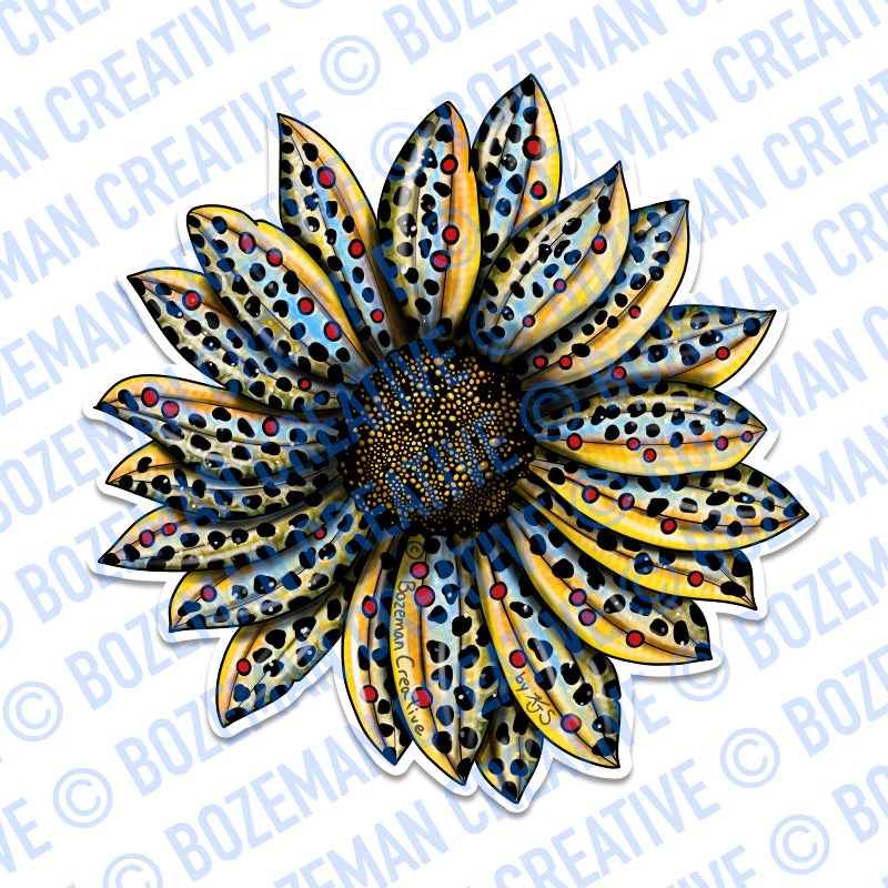 Flower Brown Trout Sticker
