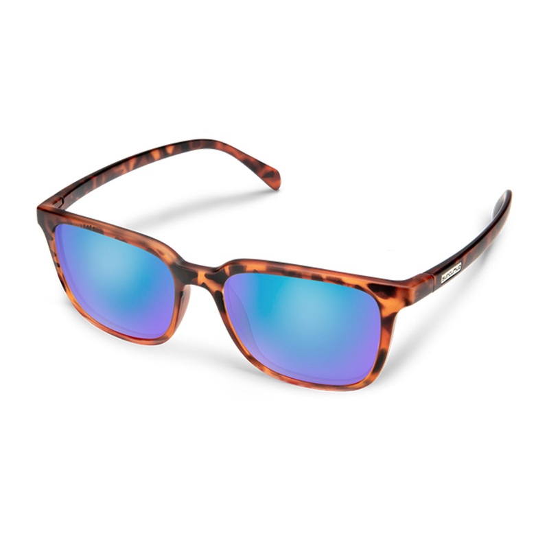Suncloud Boundary Sunglasses Matte Tortoise Polarized Blue Mirror