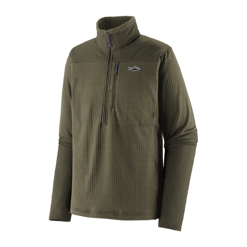 Patagonia L/S R1 Fitz Roy 1/4 Zip Basin Green w/Basin Green