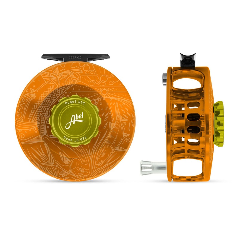 Abel SDS Solid Reel 9/10 Orange, Lime Green Drag Knob, Underwood Slammin’ with Platinum Handle