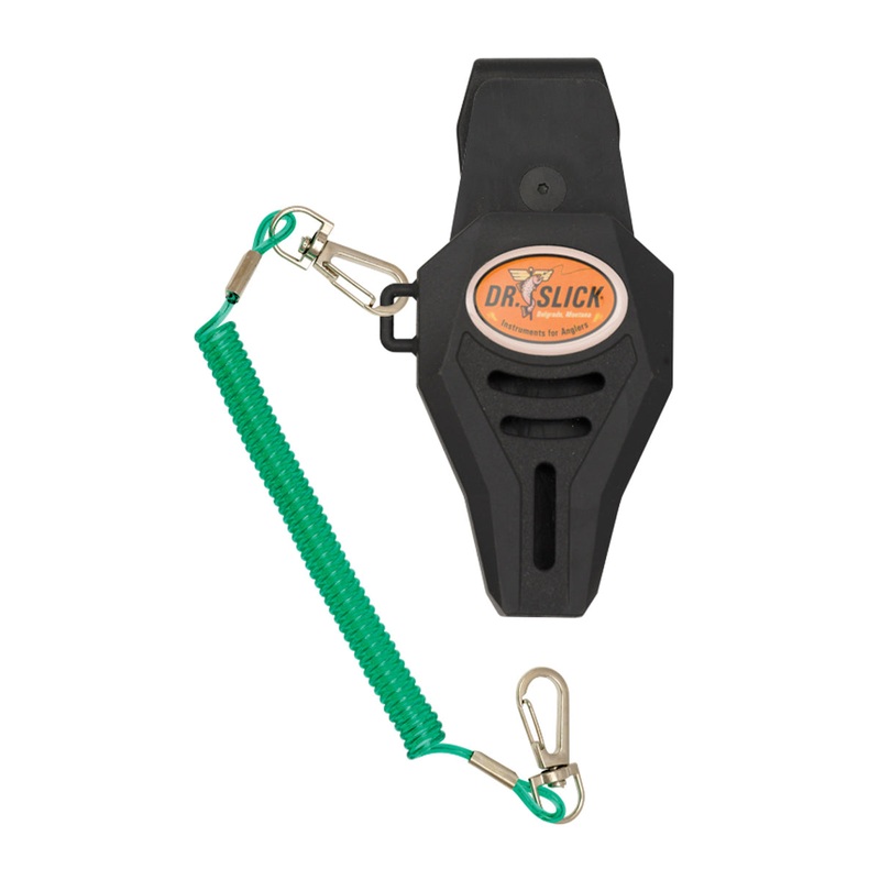 Dr. Slick Holster 5″ Black Molded Rubber w/ Swivel Belt Clip and Full Swivel Coiled Lanyard