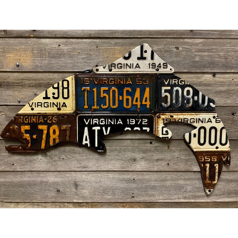 Virginia Antique Trout License Plate Art