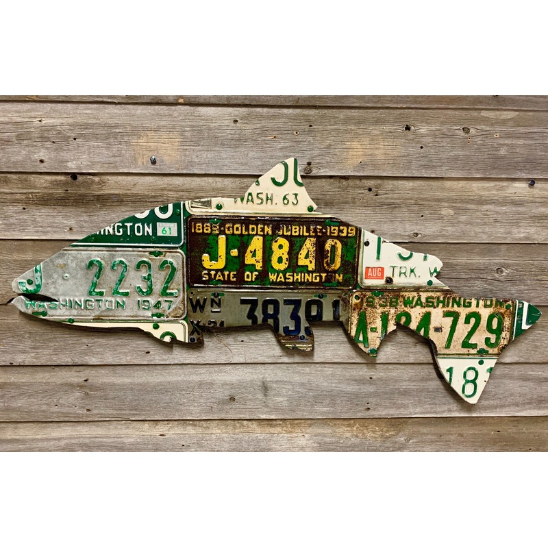 Washington State Antique Steelhead License Plate Art