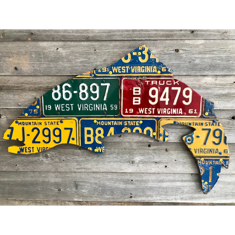 West Virginia Vintage Trout License Plate Art