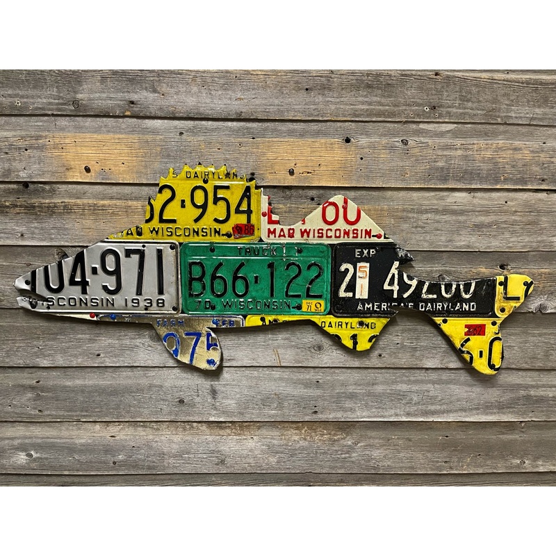 Wisconsin Vintage Walleye License Plate Art