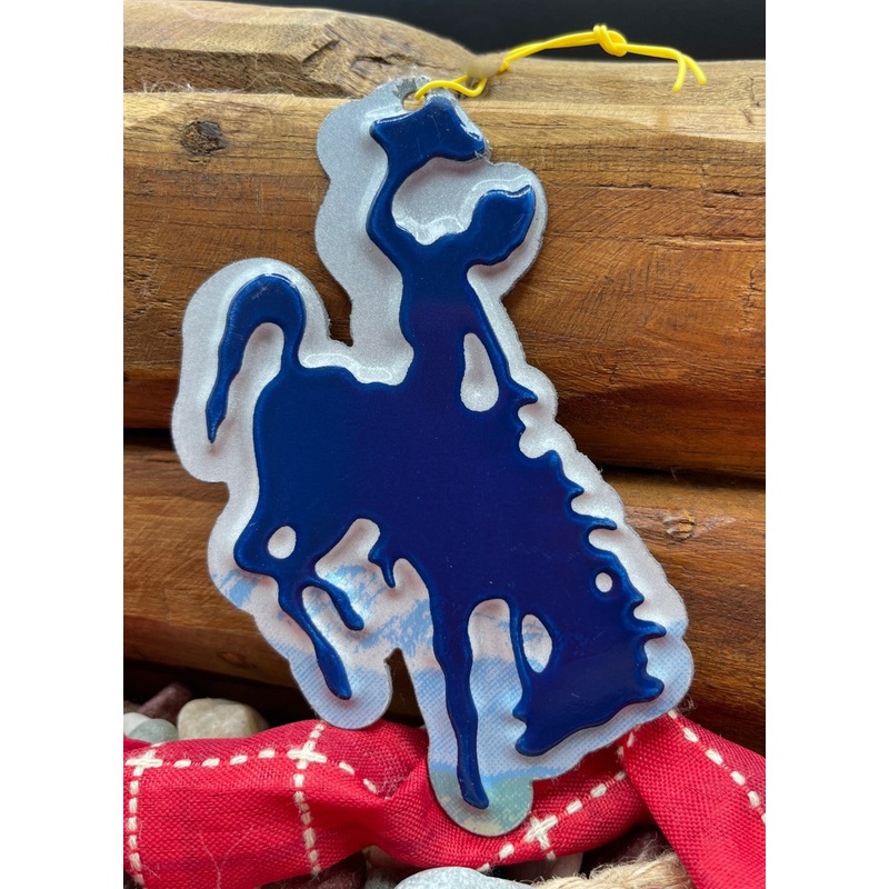 Wyoming Cowboy Blue License Plate Christmas Ornament