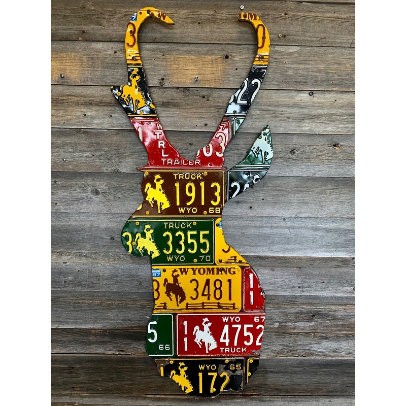 Wyoming Pronghorn Antelope License Plate Art