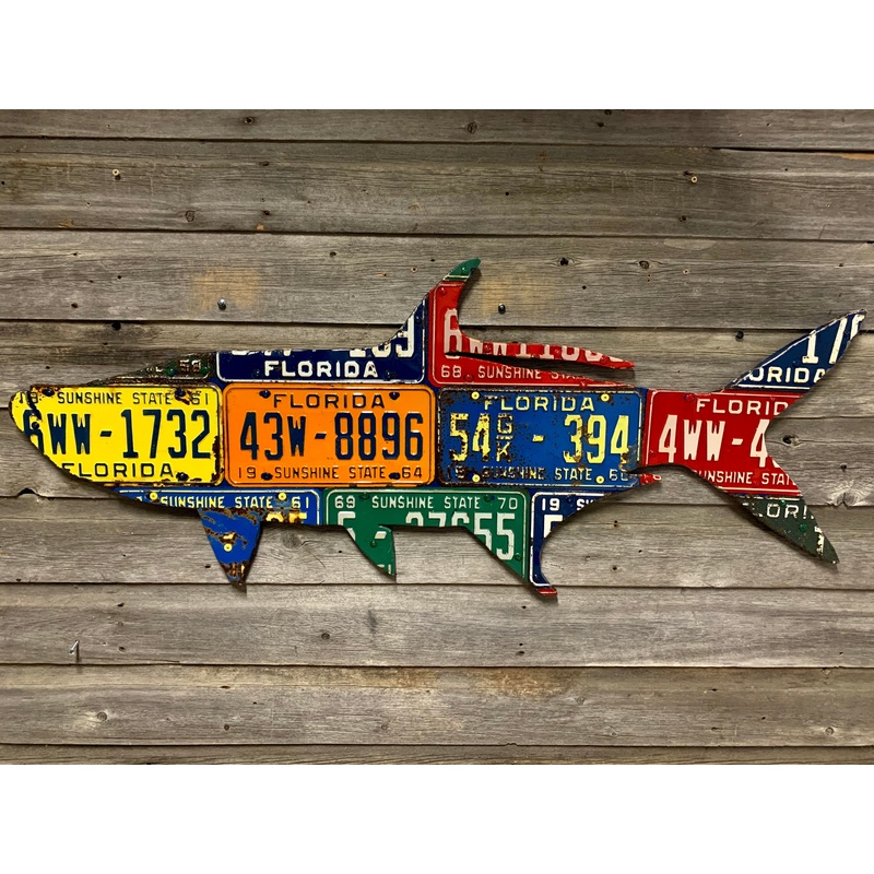 Florida Tarpon Antique License Plate Art