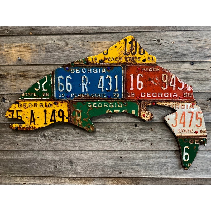 Georgia Antique Trout License Plate Art