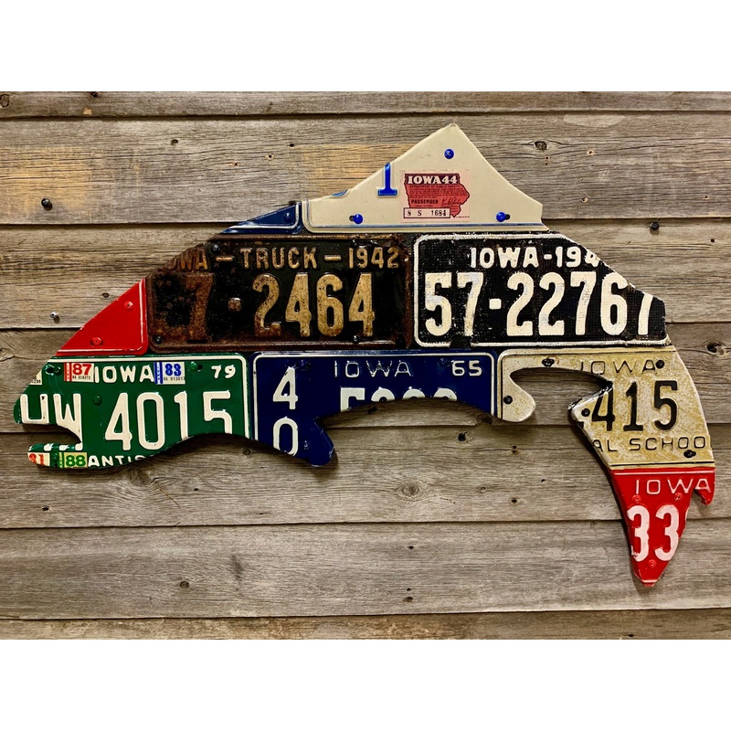 Iowa Antique Trout License Plate Art