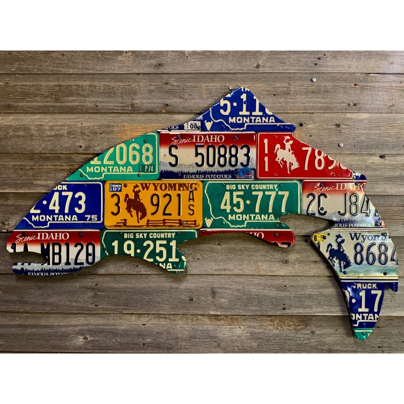 Large 4-Foot Mixed Western Trout License Plate Art